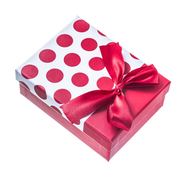 Red packed present box isolated on white - Photo, image