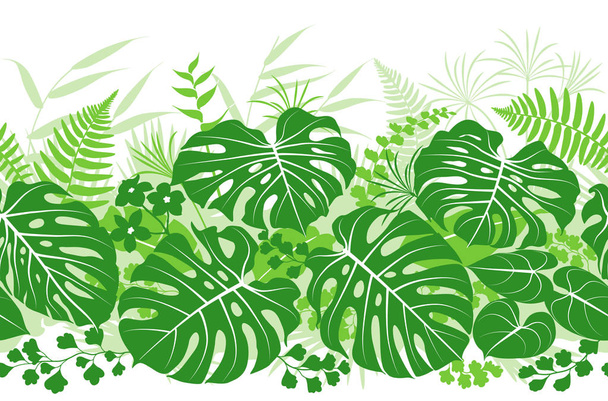 熱帯植物の緑のパターン - ベクター画像