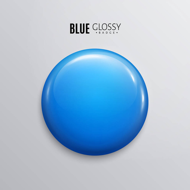 Blank blue glossy badge or button. 3d render. - Vector, Image