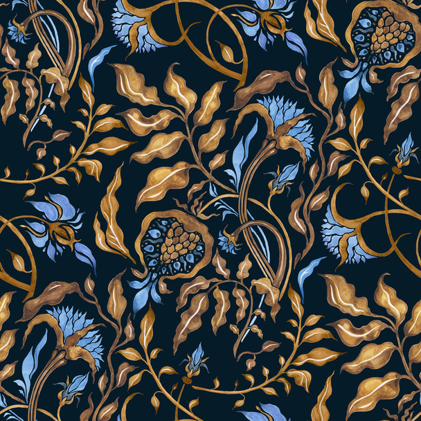 Hand getekende naadloze patroon van abstracte bloemen - Foto, afbeelding
