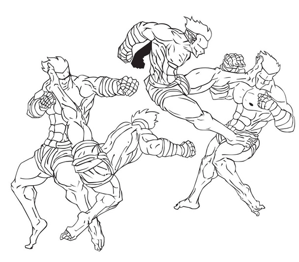 Muay thai nebo thajský kickboxu. Bojové umění vektorové a ilustrace - Vektor, obrázek