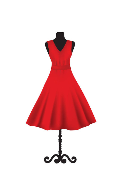 Red elegant dress on mannequin - Vector, Image