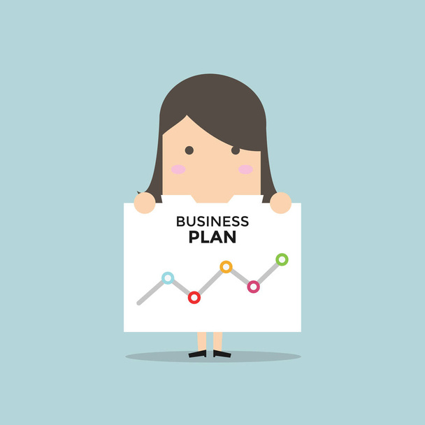 Businesswoman shows a business plan. Vector - Vector, Image