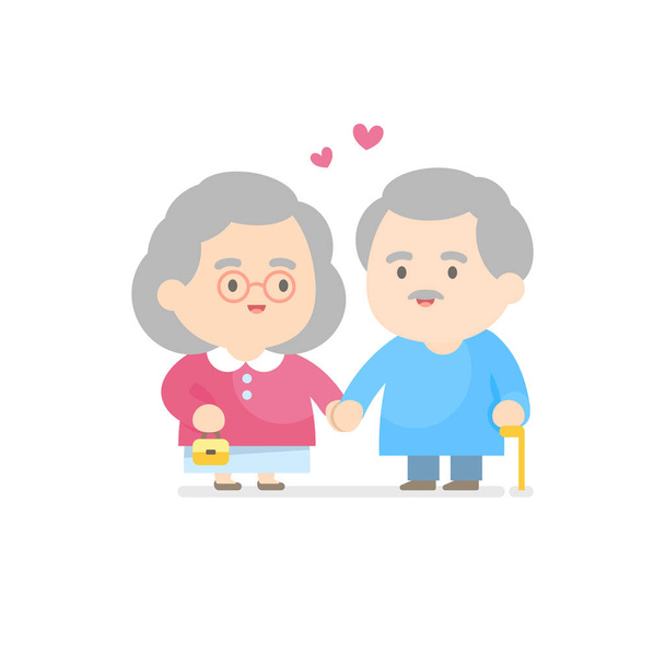 おじいちゃんとおばあちゃんのコンセプトを一緒に、笑って幸せな先輩カップル - ベクター画像