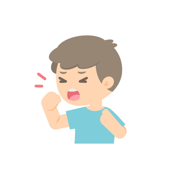 young boy coughing, sickness allergy concept, Vector flat illust - Vector, Image
