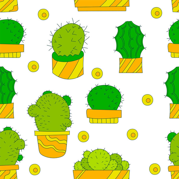 Vector Seamless Pattern with Cactus - Vector, Image