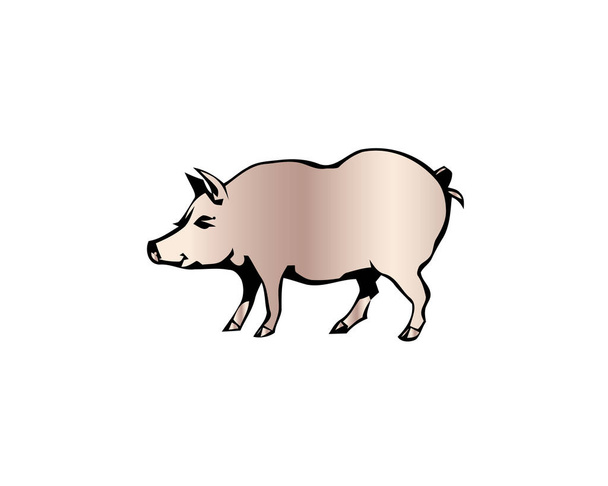 Cerdo alegre. Gracioso vector de cerdo. Mamífero doméstico aislado, agricultura lindo cerdo rosa
. - Vector, imagen