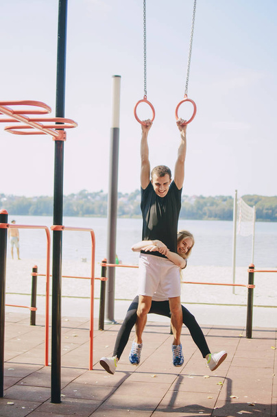 couple doing sporty activities together - Foto, Imagem