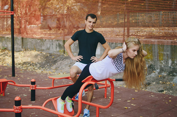 couple doing sporty activities together - Фото, изображение