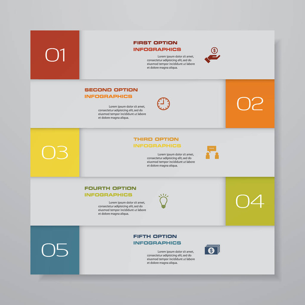 Modern 5 steps process. Simple&Editable abstract design element. EPS10. - Vetor, Imagem