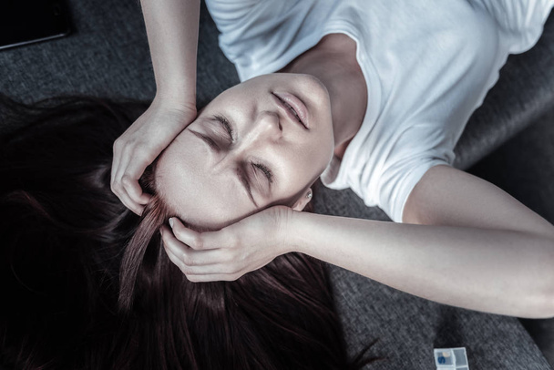 Uneasy restless woman having nightmare - Fotografie, Obrázek