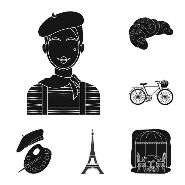 País França ícones pretos na coleção de conjuntos para design. França e marco símbolo vetorial web ilustração
. - Vetor, Imagem