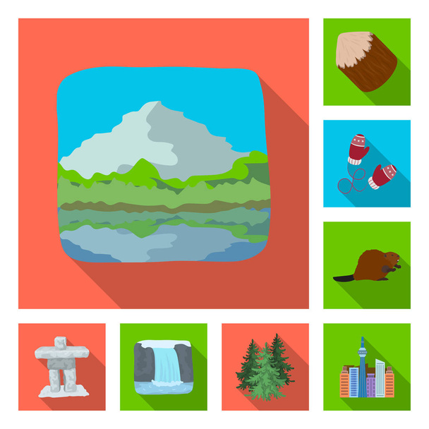 Country Canada flat icons in set collection for design. Canada and landmark vector symbol stock web illustration. - Vector, Image