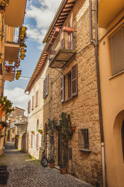 narrow street and buildings in Orvieto, Rome suburb, Italy  - Photo, Image