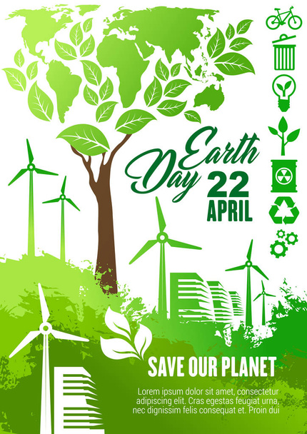 Dzień Ziemi święto baner dla projektu ekologia - Wektor, obraz