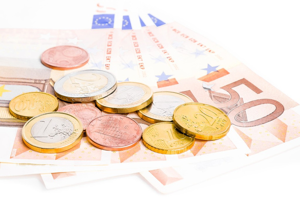 Money euro coins and banknotes - Foto, Imagem