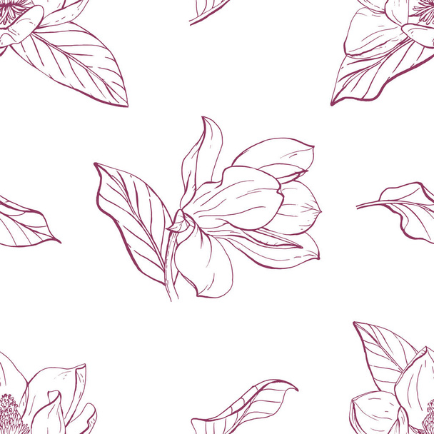 Magnolia Bouquet vector seamles pattern - Vetor, Imagem