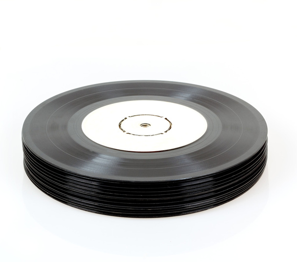 Montón de discos de vinilo negro
 - Foto, Imagen