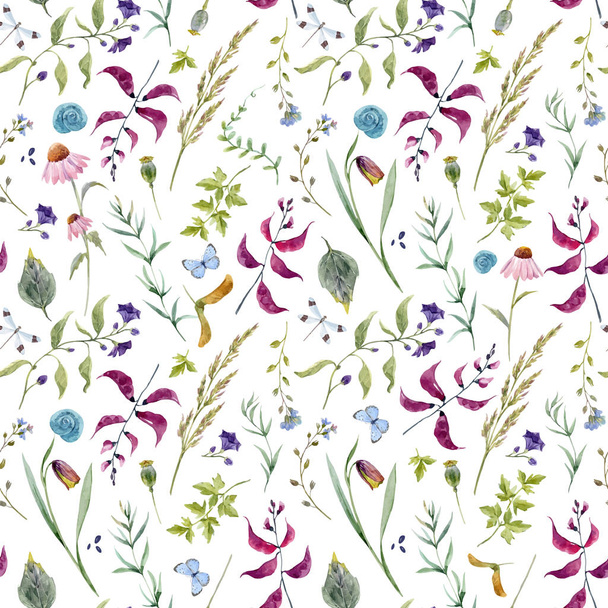 Watercolor spring floral vector pattern - Vector, imagen