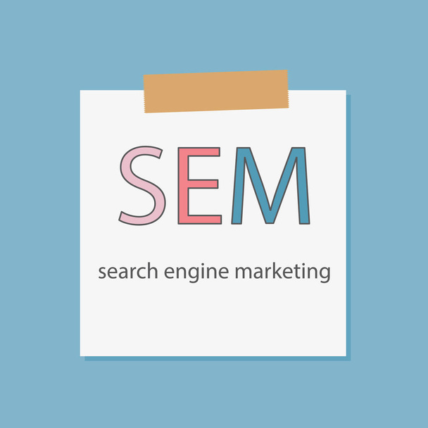 SEM (Search Engine Marketing) écrit en papier pour notebook illustration vectorielle
 - Vecteur, image