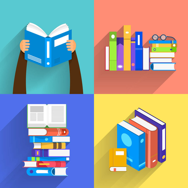 Flat design concept books. Education and learning with a books.  - Vector, Image
