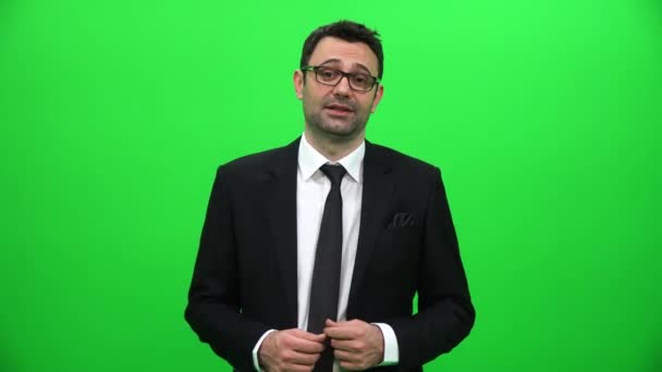 緑色の画面で話しているビジネスマン - 映像、動画