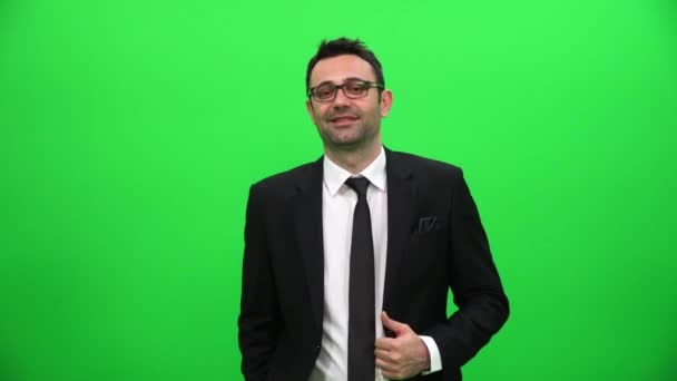 Businessman On A Green Screen Background - Footage, Video
