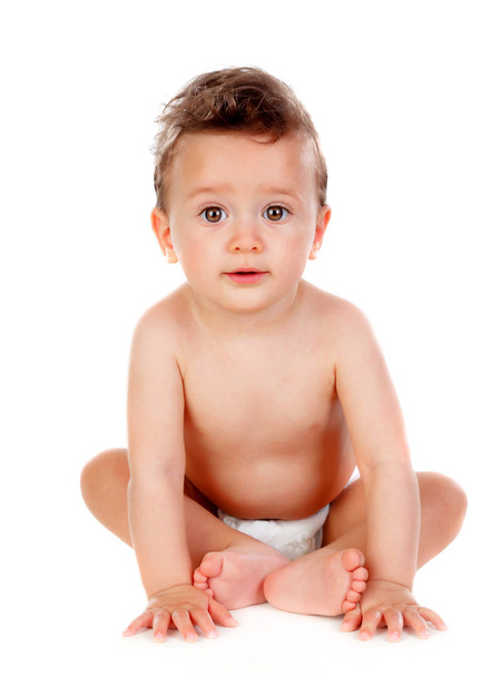 Suloinen vauva poika eristetty valkoisella taustalla
 - Valokuva, kuva