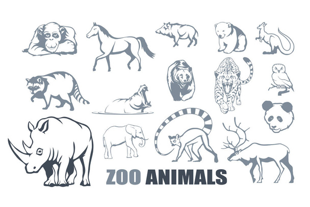 Set of different zoo animals. ZOO - Вектор,изображение