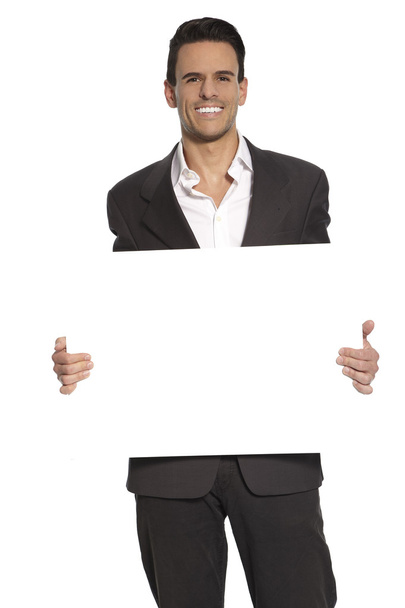 Uomo con cartello bianco
 - Foto, immagini