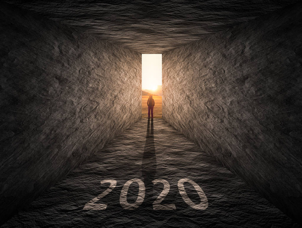 Cesta vpřed do roku 2020 jako myšlení mimo box koncept - Fotografie, Obrázek