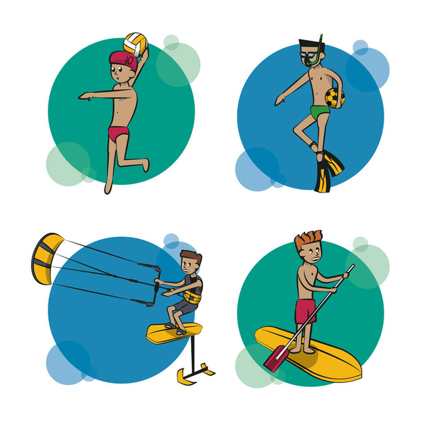 Set di cartoni animati per sport acquatici
 - Vettoriali, immagini