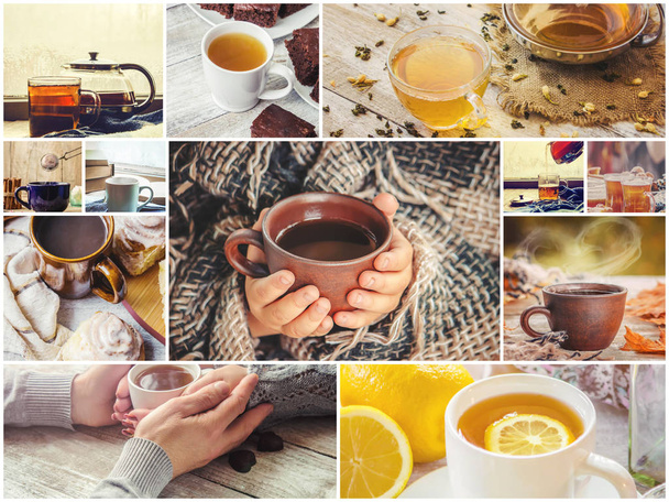 Collage von Tee. Selektiver Fokus.  - Foto, Bild