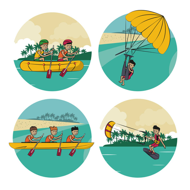 Набор мультфильмов о водном спорте
 - Вектор,изображение