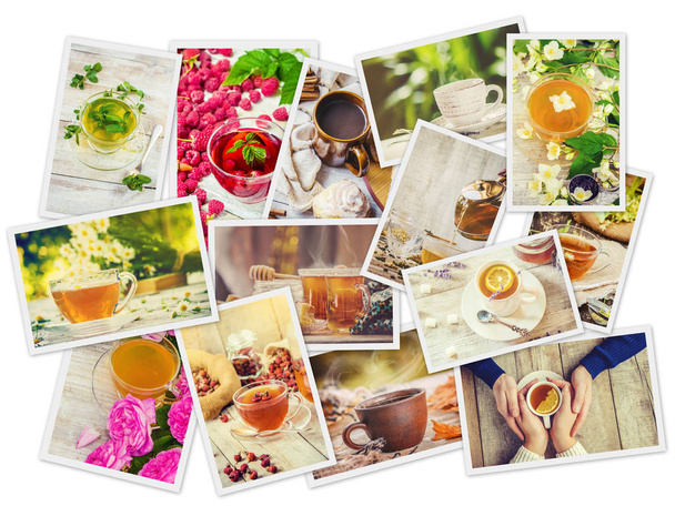 Collage of tea. Selective focus.  - Photo, Image