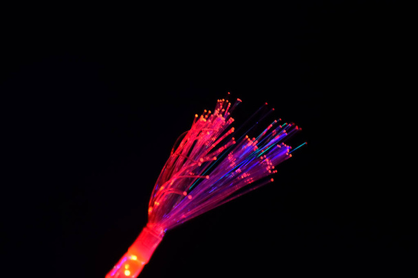 Ethernet cable optical fiber against black background - Photo, Image