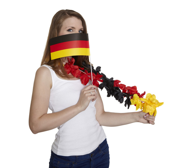 vrouw met Duitse vlag - Foto, afbeelding