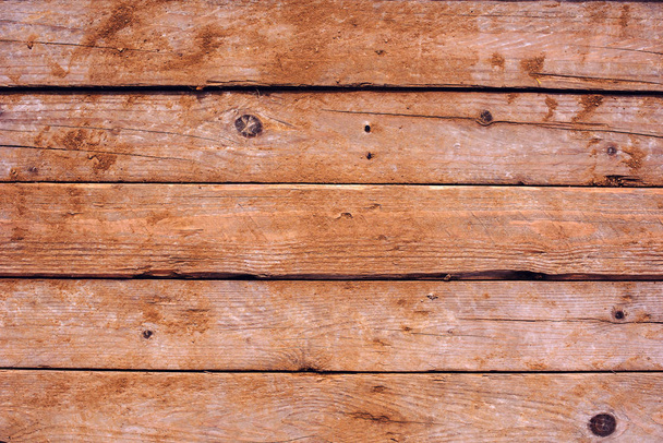 Obsolete wooden brown horizontal plank boards texture - Foto, afbeelding