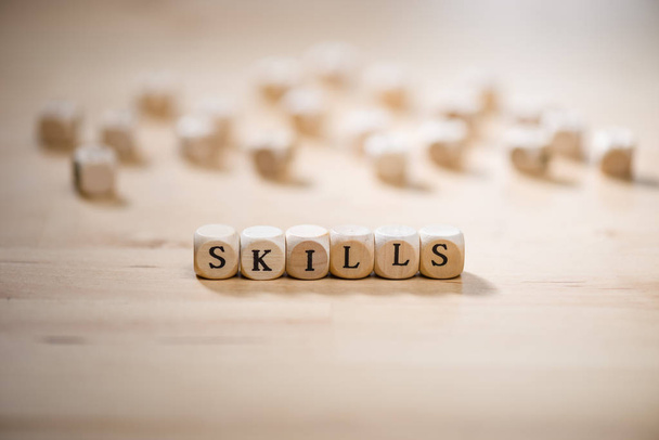 Skills word on blocks. Skills concept. - Valokuva, kuva