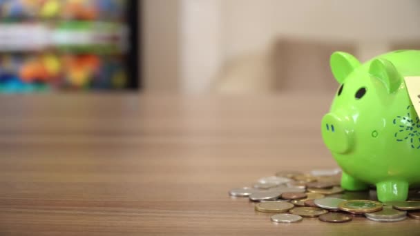Saving Money for School in Piggy Bank - Footage, Video