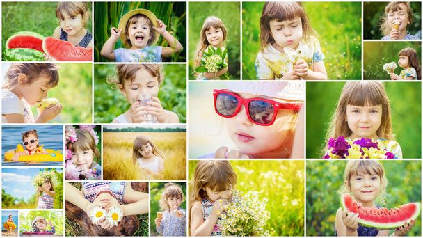 Kinder collage zomer foto 's.  - Foto, afbeelding
