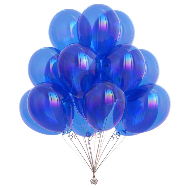3d illustration of blue balloon happy birthday party decoration - Φωτογραφία, εικόνα