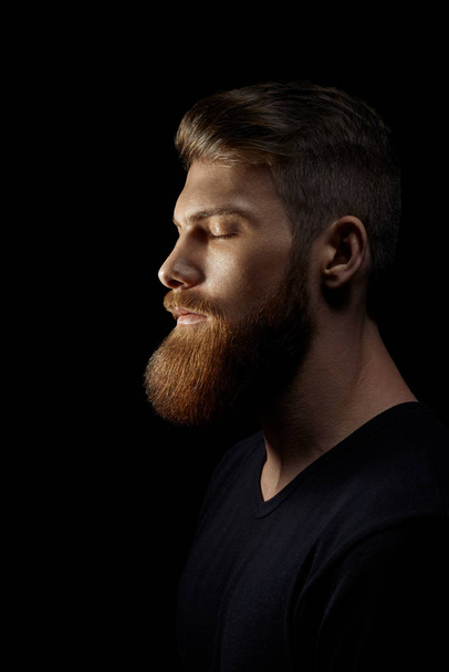 Portrait of single bearded handsome young caucasian man - Photo, Image