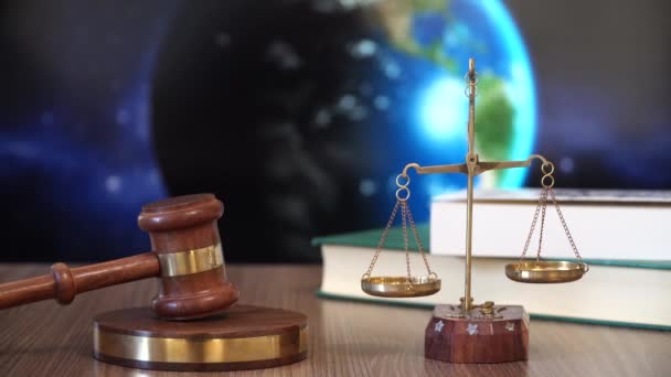 Justice for Earth. Judge Mallet and Rotating Earth. - Footage, Video