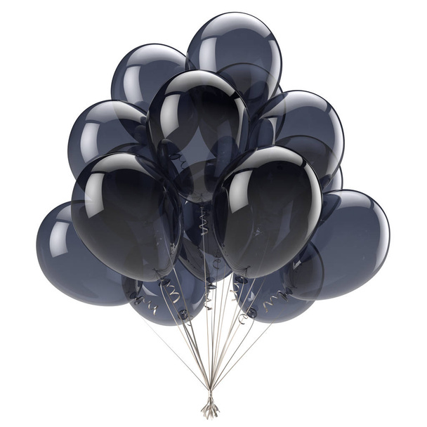 Black balloon birthday party decoration glossy balloons bunch - Foto, immagini