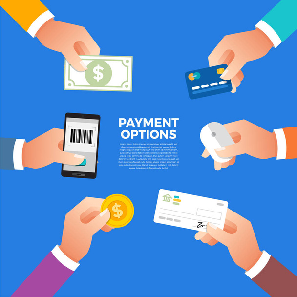 Flat design concept payment. Payment method and option or channe - Vector, Image