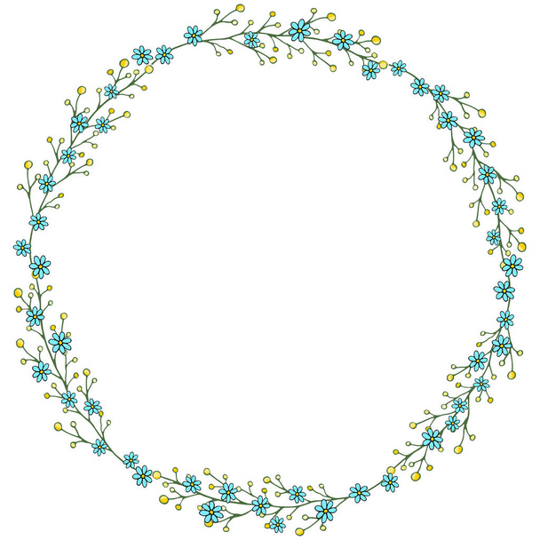 Gyengéd nyári virágok elrendezett szív alakú. Doodle stílus - Vektor, kép