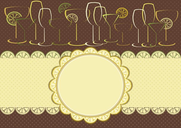 Citrus frame with glasses - Vector, Image
