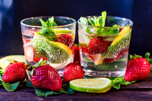 Homemade lemonade with strawberries and mint - Photo, Image
