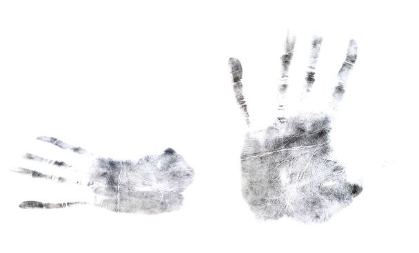 Sample prints of fingers and palms isolated on white background - Zdjęcie, obraz